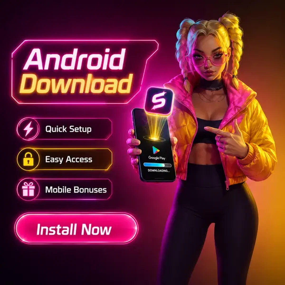 Needforslots App leuchtet auf Smartphone-Bildschirm bereit für Android-Download